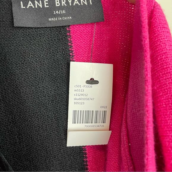 Lane Bryant Pink Black Color Block Cardigan Sweater NWT 14/16 - Picture 7 of 10